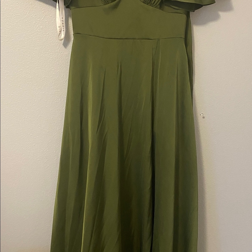 Azazie Olive Green Maxi Dress - Picture 4 of 5